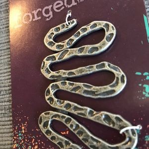 NEW ANTIQUE SILVER METAL HAMMERED SNAKE PENDANT